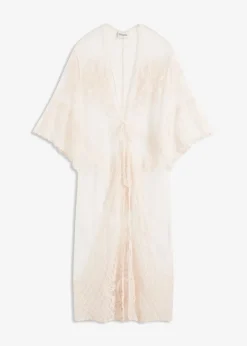 Kimono de plage transparent avec dentelle