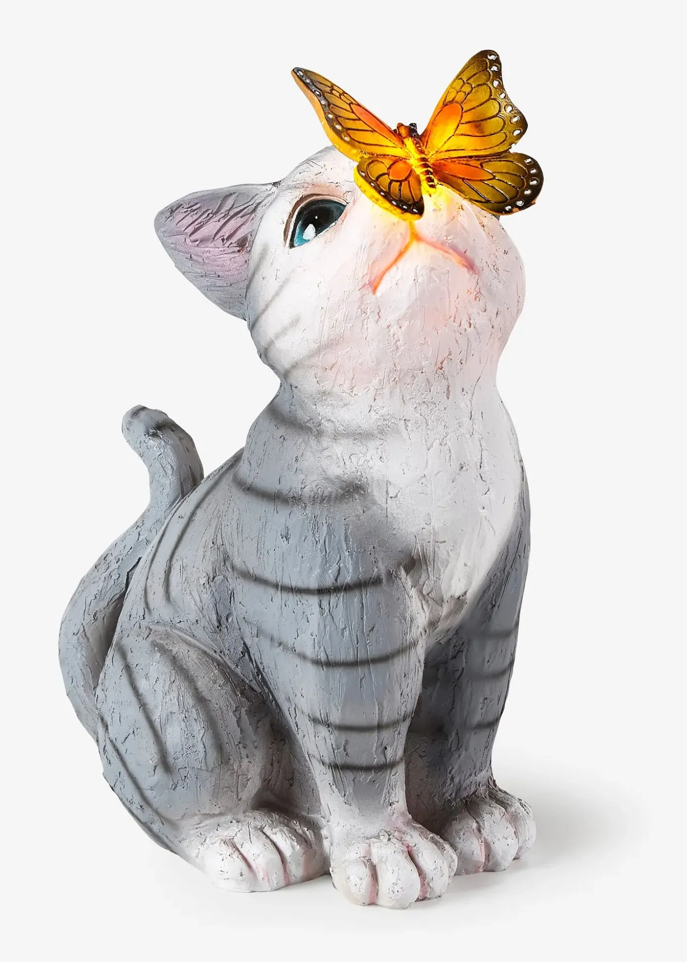 Lampe déco solaire chat avec papillon