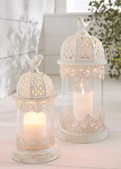 Lanternes de jardin en verre (ens. 2 pces)