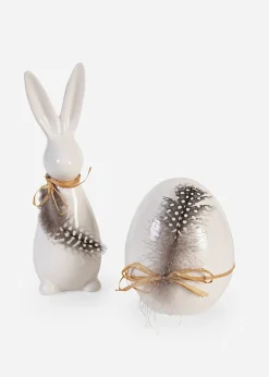 Lapin et œuf de Pâques (ens. 2 pces)