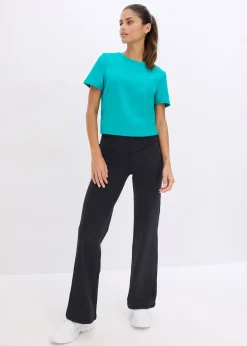 Legging de sport en matière toucher coton, coupe droite