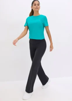 Legging de sport en matière toucher coton, coupe droite