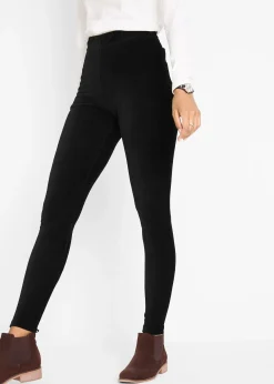 Legging en velours finement côtelé à large taille élastiquée