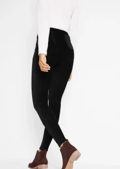 Legging en velours finement côtelé à large taille élastiquée