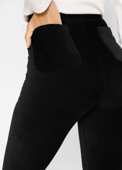 Legging en velours finement côtelé à large taille élastiquée