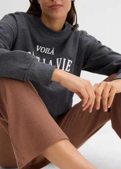 Legging évasé en matière côtelée, cropped