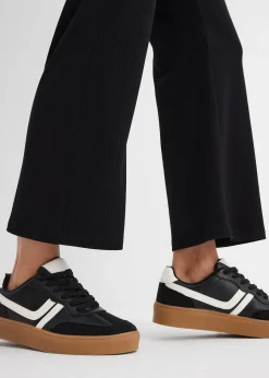 Legging évasé en matière côtelée, cropped