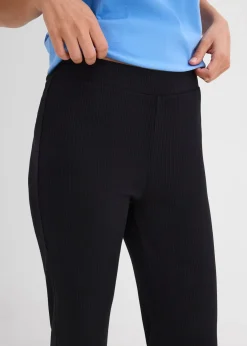 Legging évasé en matière côtelée, cropped