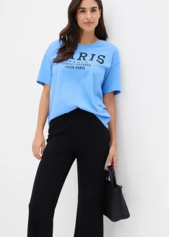 Legging évasé en matière côtelée, cropped