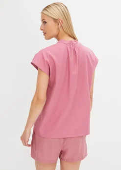 Léger chemisier manches courtes en lin mélangé