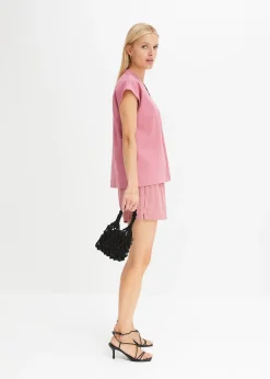 Léger chemisier manches courtes en lin mélangé