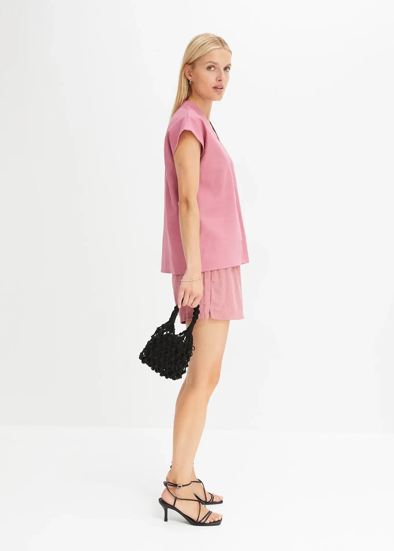 Léger chemisier manches courtes en lin mélangé