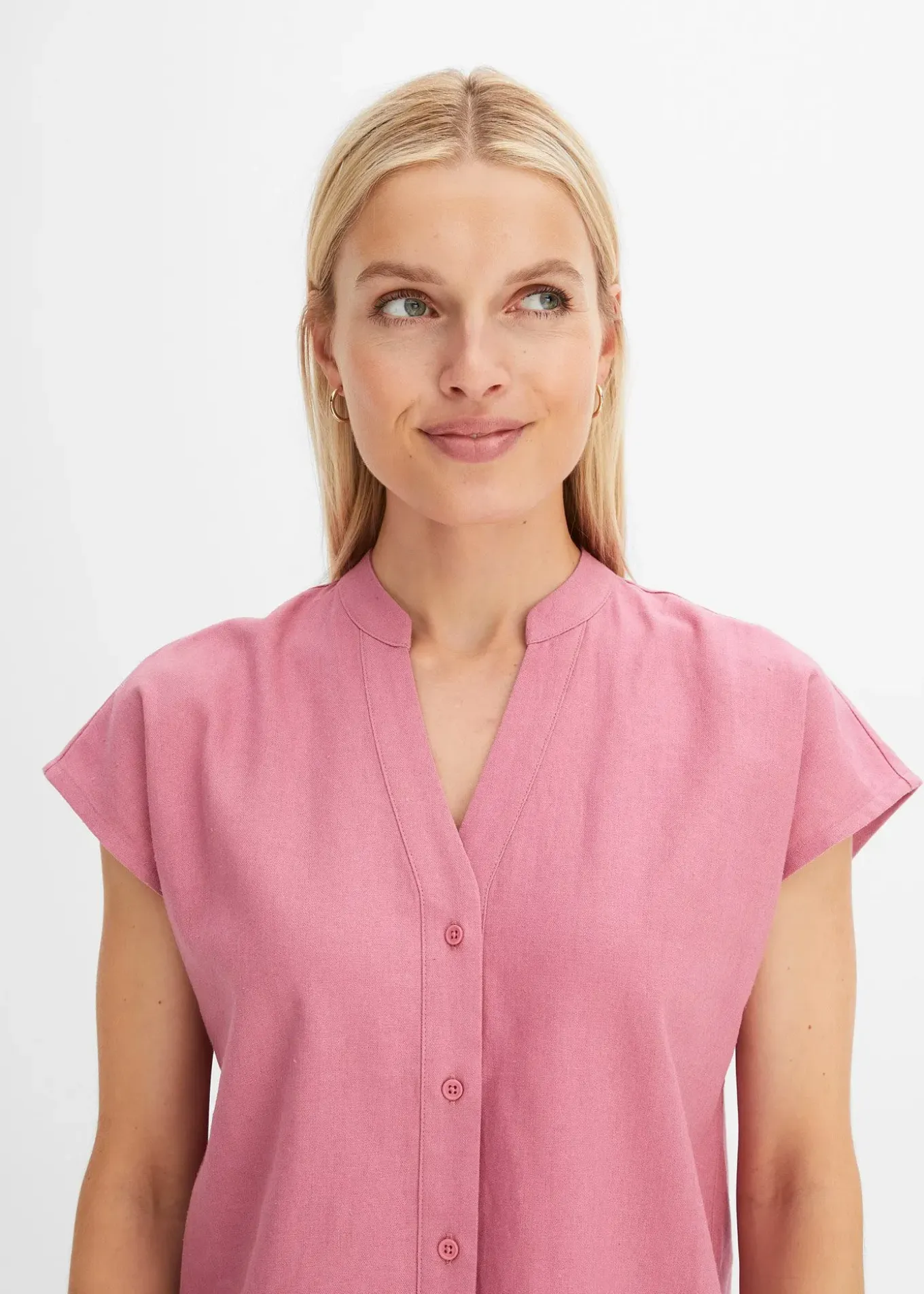 Léger chemisier manches courtes en lin mélangé