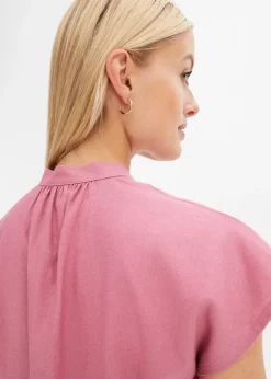 Léger chemisier manches courtes en lin mélangé