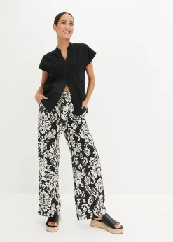 Léger chemisier manches courtes en lin mélangé