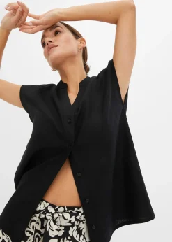 Léger chemisier manches courtes en lin mélangé