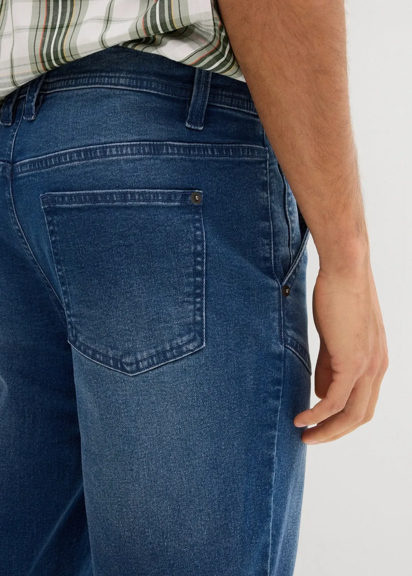 Long bermuda en jean extensible, Regular