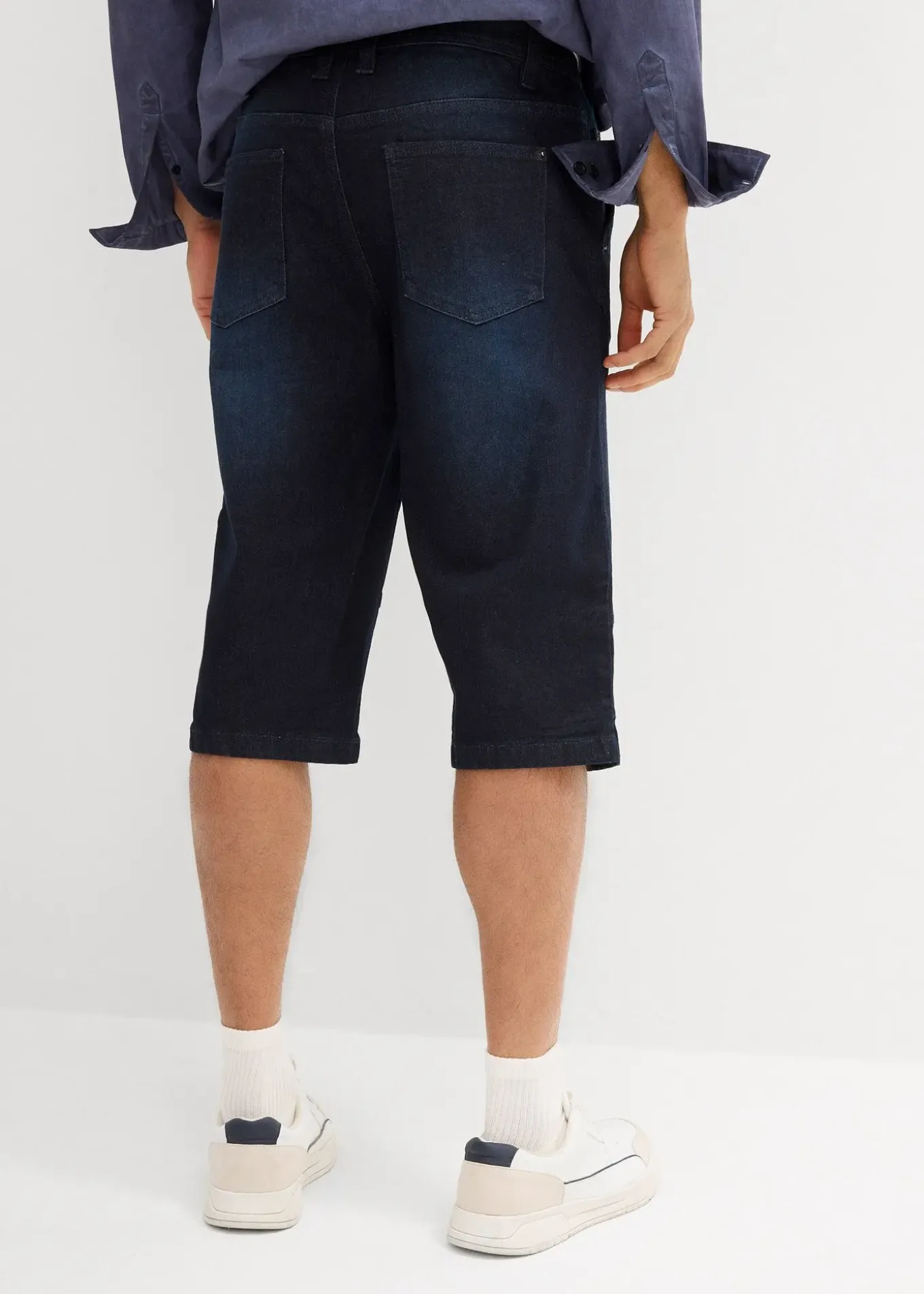 Long bermuda en jean extensible, Regular
