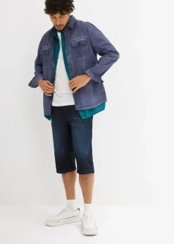 Long bermuda en jean extensible, Regular