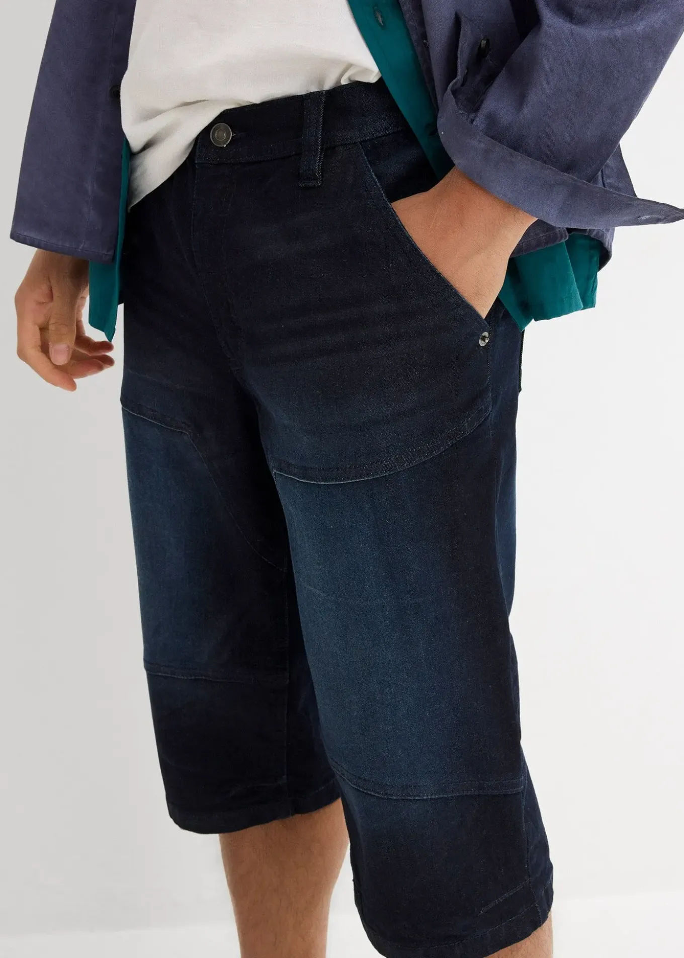 Long bermuda en jean extensible, Regular