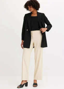 Long blazer à boutons décoratifs