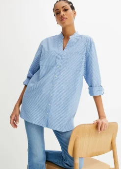 Long chemisier à manches retroussées