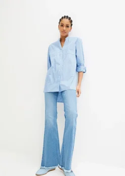 Long chemisier à manches retroussées