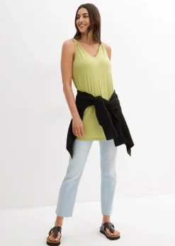 Long débardeur en viscose et lin