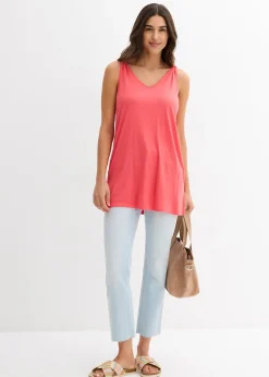 Long débardeur en viscose et lin