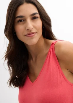 Long débardeur en viscose et lin