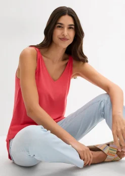 Long débardeur en viscose et lin