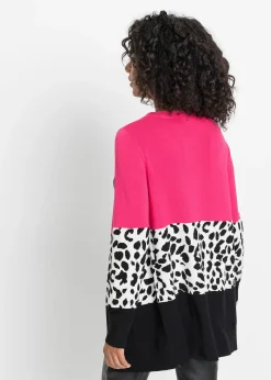 Long gilet en maille côtelée