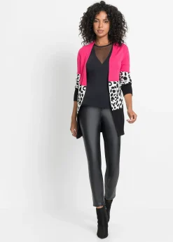 Long gilet en maille côtelée