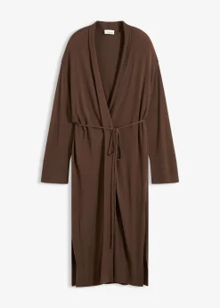 Long gilet en maille douce, viscose majoritaire