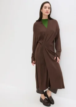 Long gilet en maille douce, viscose majoritaire