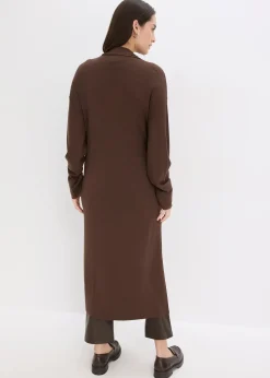 Long gilet en maille douce, viscose majoritaire