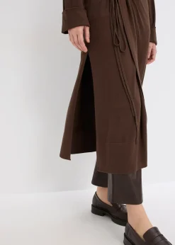 Long gilet en maille douce, viscose majoritaire