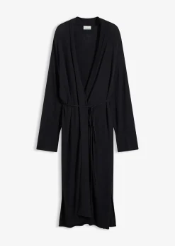 Long gilet en maille douce, viscose majoritaire