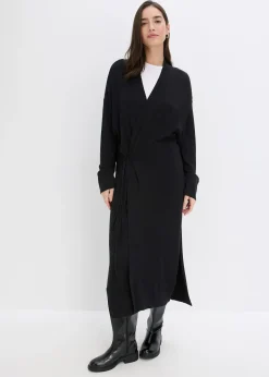 Long gilet en maille douce, viscose majoritaire