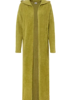 Long gilet en maille duveteuse