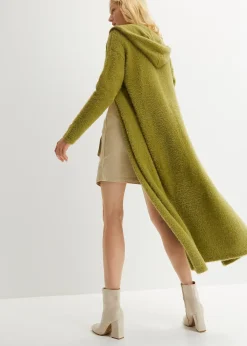 Long gilet en maille duveteuse