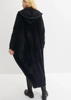 Long gilet en maille duveteuse