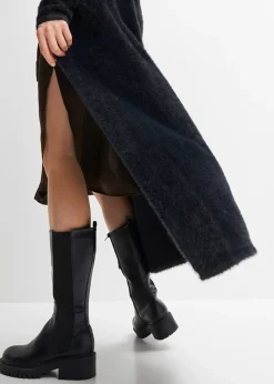 Long gilet en maille duveteuse