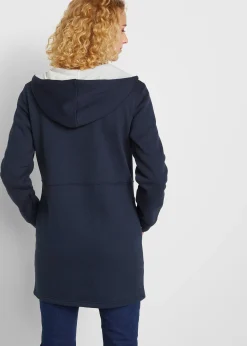 Long gilet en molleton à capuche