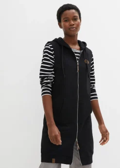 Long gilet sweat sans manches