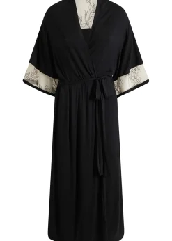 Long kimono en viscose avec broderies