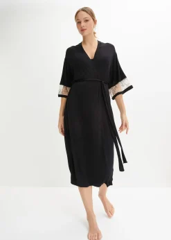 Long kimono en viscose avec broderies