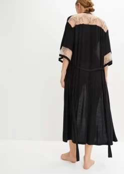 Long kimono en viscose avec broderies