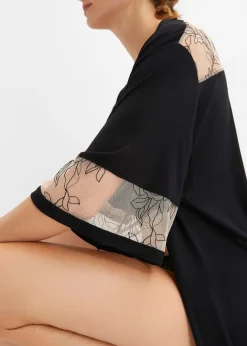 Long kimono en viscose avec broderies