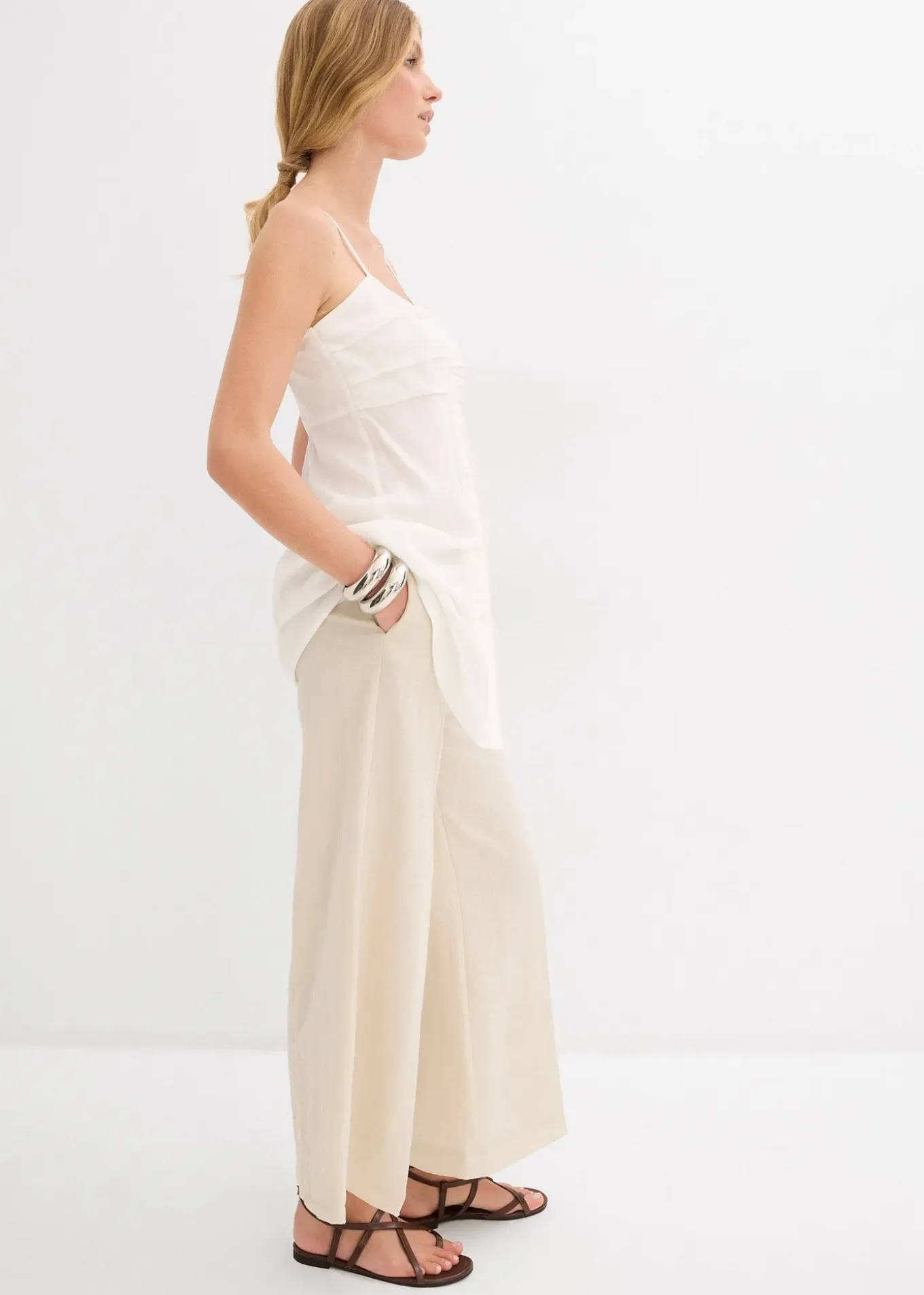 Longue blouse sans manches en viscose